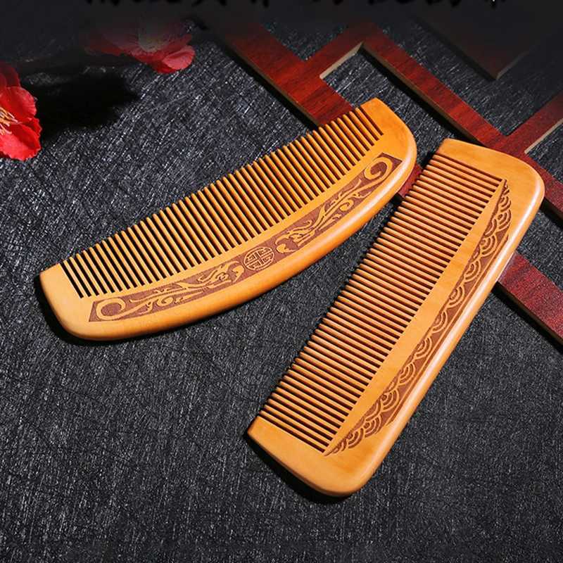 Natural peach wood hair comb close range teeth anti-static head massage hair care wooden comb styling tool beauty accessories W241112