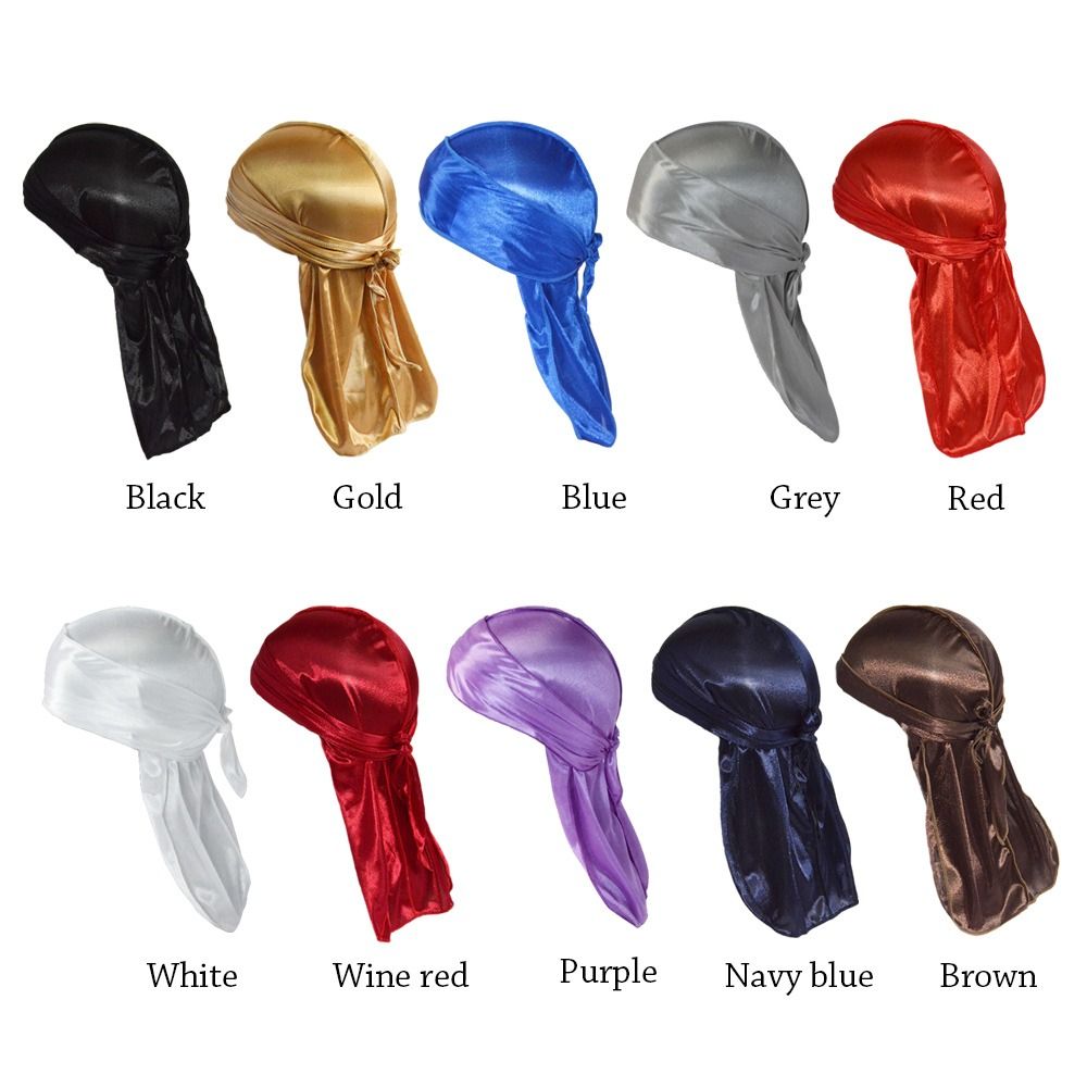 1pc Elastic Bandana Silk Durag Turban Hijab Pirate Hat for Men Women Hip-pop Head Scarf Chemo Cap Pre-Tied Headwrap