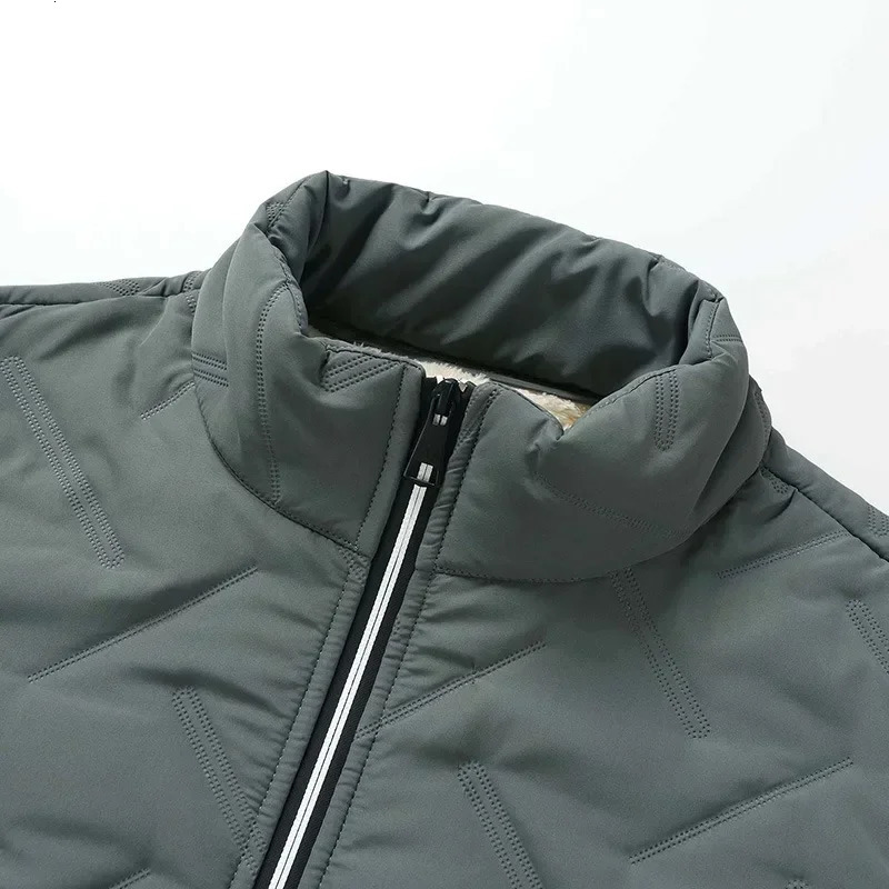 Winter Jacket Men with Wool Lined Quilted Puffer Jacket Stand Collar Korean Fashion Cotton Padded Jacket Thicken Plus Size 7XL 241111