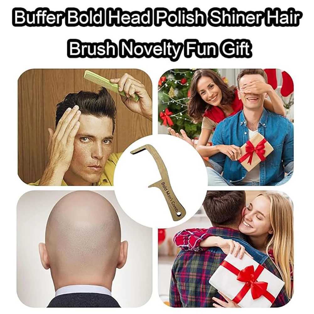 Bald man brushes fun wooden hair toothless comb bold head Polish shiny hair brush novel and interesting gift for adult bald W241112
