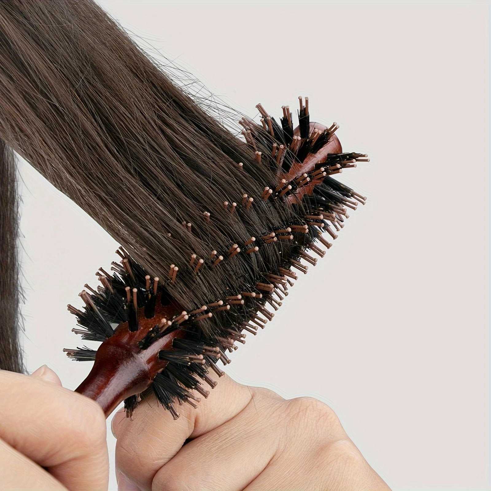 No.3 straight diagonal hair comb natural pig mane curly hair brush round bucket hair dryer DIY styling tool for curly hair W241112
