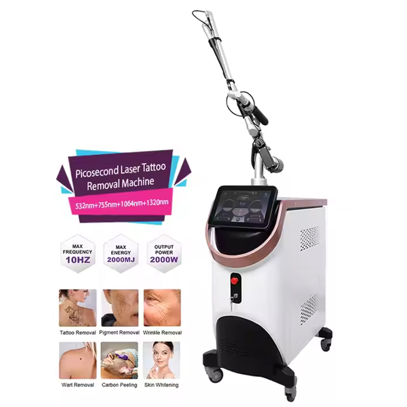 Vertical pico laser q switched 532nm 1064nm all color pigment removal nd yag picosecond tattoo remove device