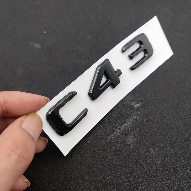 3D ABS Chrome Black C 43 Letters Sticker BITURBO 4MATIC Emblem Car Badge For Mercedes C43 AMG W205 W204 Accessories