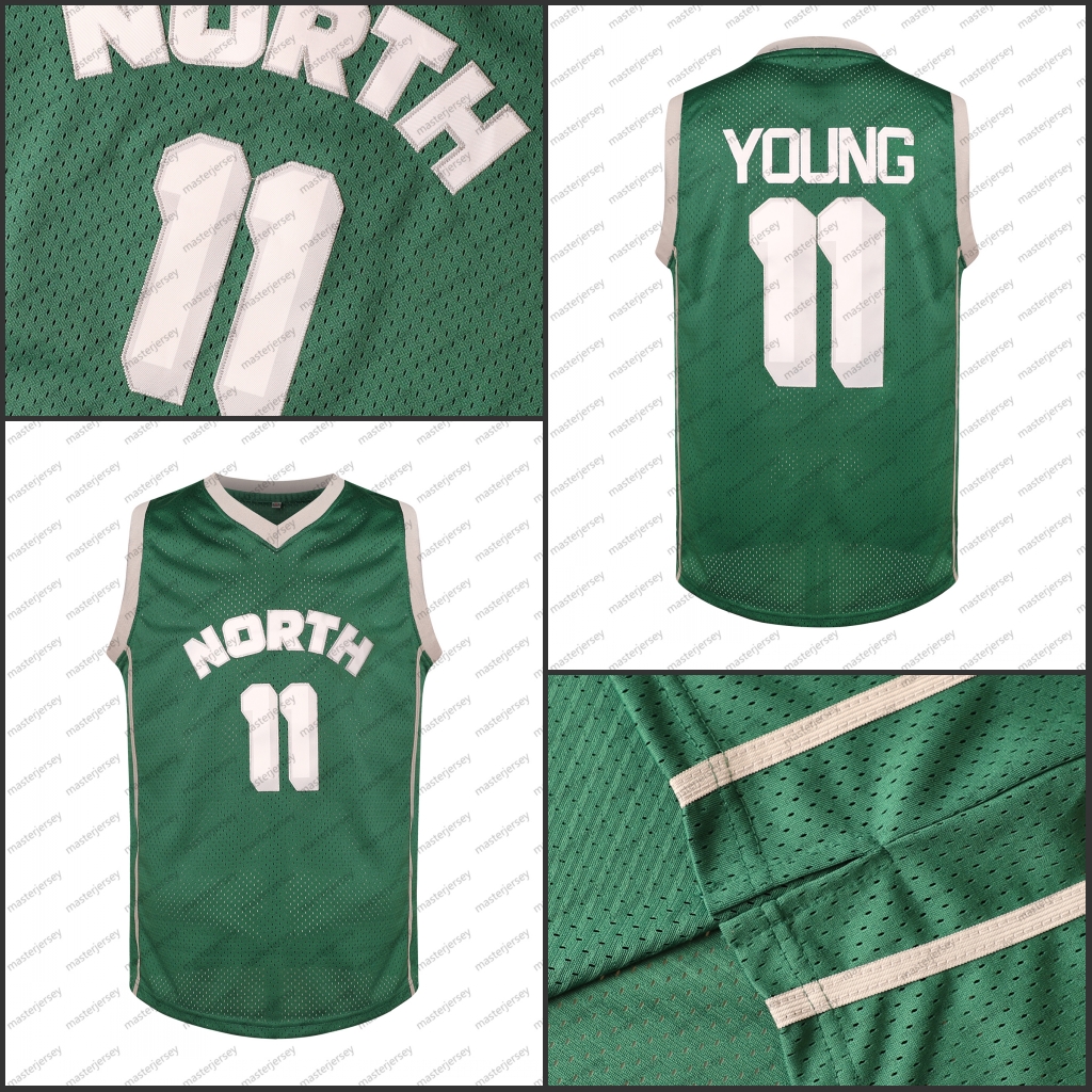 #11 YOUNG Men's Basketball Jersey Sweatshirt - Embroidered Movie Mesh Letters & Numbers, Crew Neck Sleeveless Training Vest, Loose Fit Athletic T