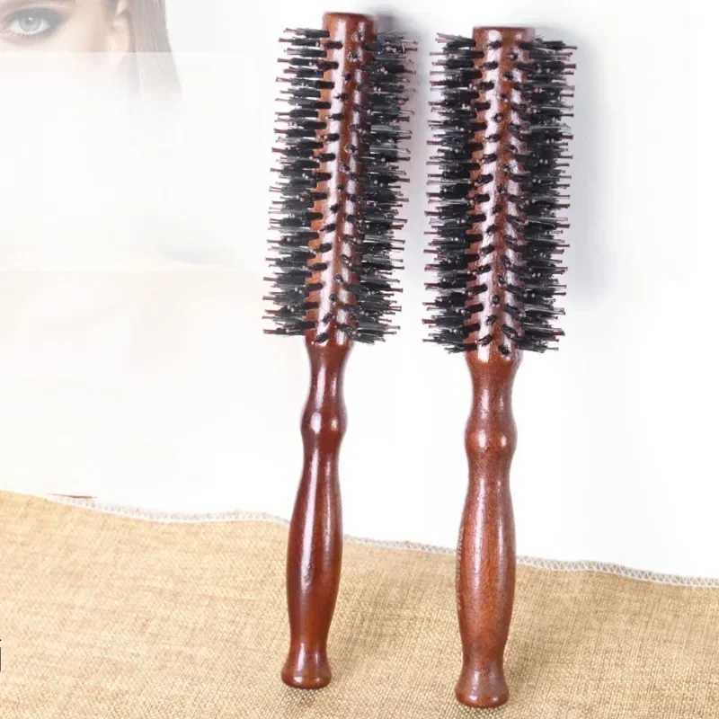 6 styles natural bristle brush circular brush wooden handle circular bucket brush curling brush curling styling tool W241112