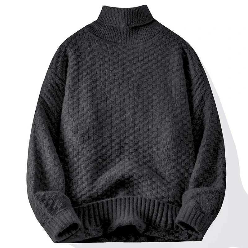 Autumn and Winter Turtle Neck Sweater Mens Thick Bottom Warm Knitted Mens High Fashion Brand Twisted Flower Mens Zipper Comfortable W2411111