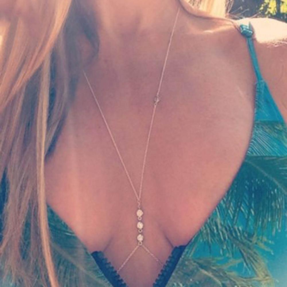 Bikini Body Chain Attractive Women Cross Bikini Chest Body Chain Geometric Bikini Belly Chain