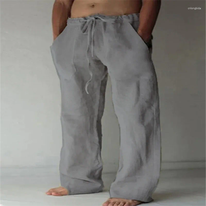 Mens Pants Cotton Linen Casual Male Shorts Breathable Trousers Fitness Streetwear For Men Clothing Jogging Autumn Summer