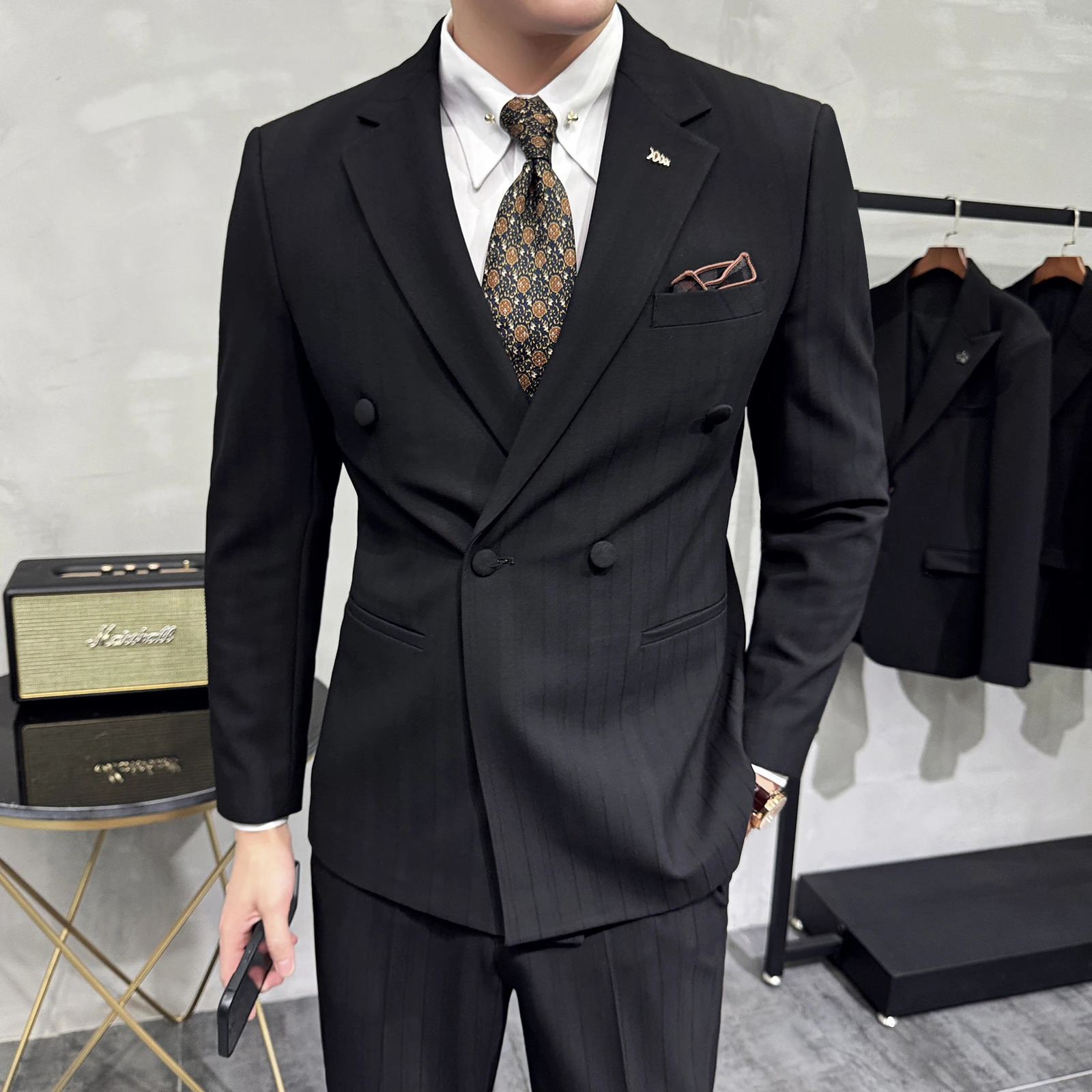 Wedding Suit for Men suit Waistcoat Trousers Wedding Casual Formal Dress Korean Version Slim-fit British Three-piece Set 241111