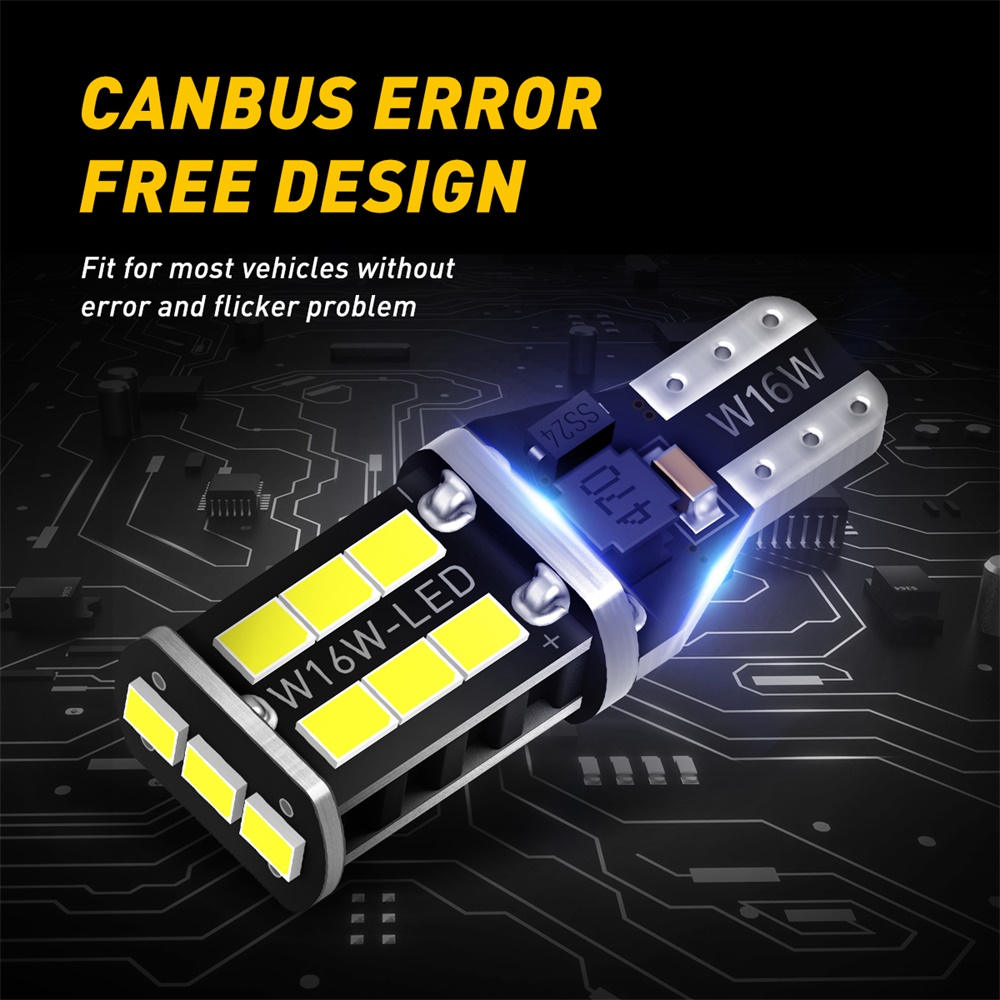 AUXITO 2Pcs T15 LED No Error 921 912 W16W LED Canbus Car Backup Reverse Bulb Lights Parking Lamp 6000K White Super Bright 1200LM