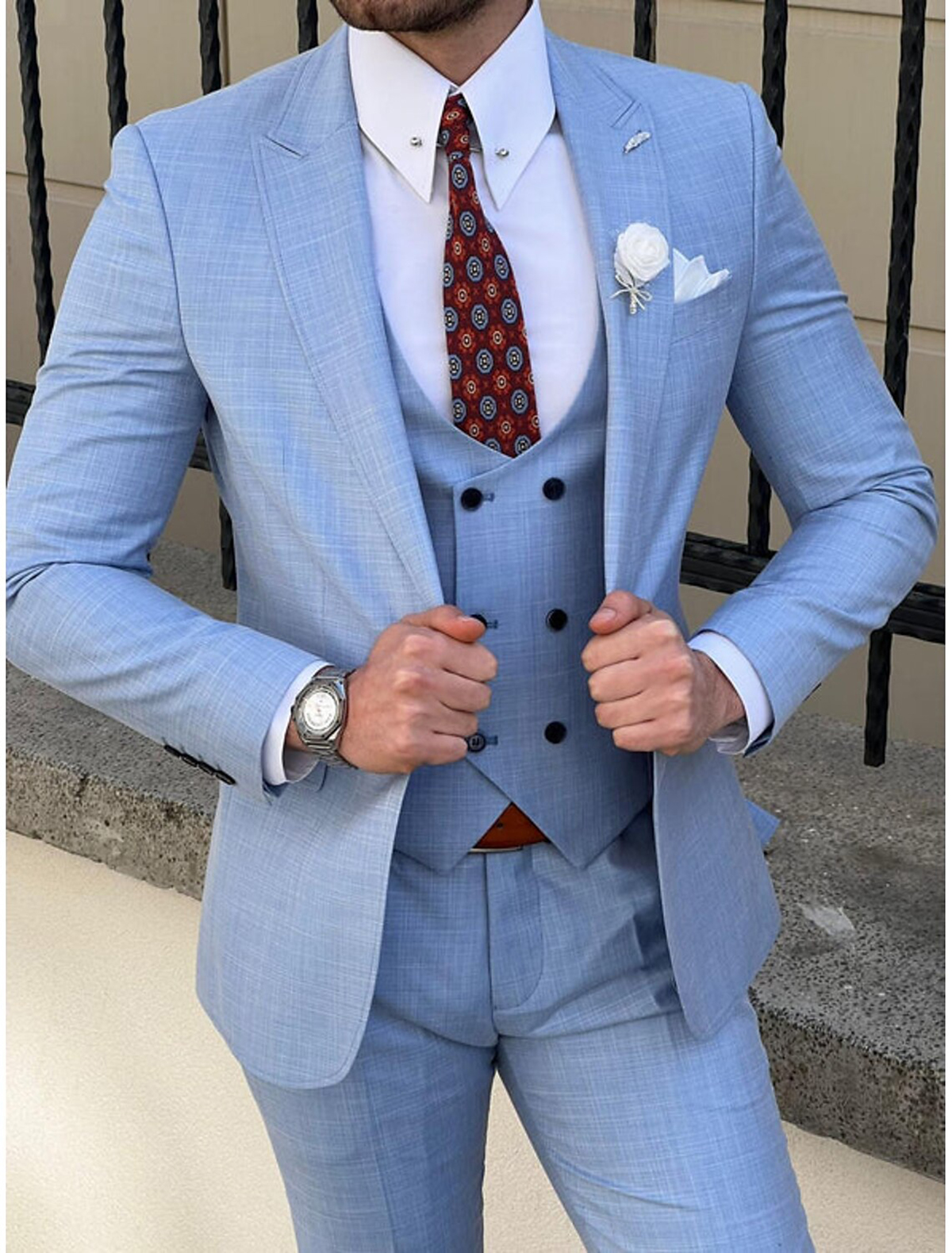 Classic Wedding Men's Blazer Tuxedos Peaked Lapel Single Breasted Ceremony Formal Groom Wear Party Birthday Pants Suits Vest 3 Pieces Custom Made