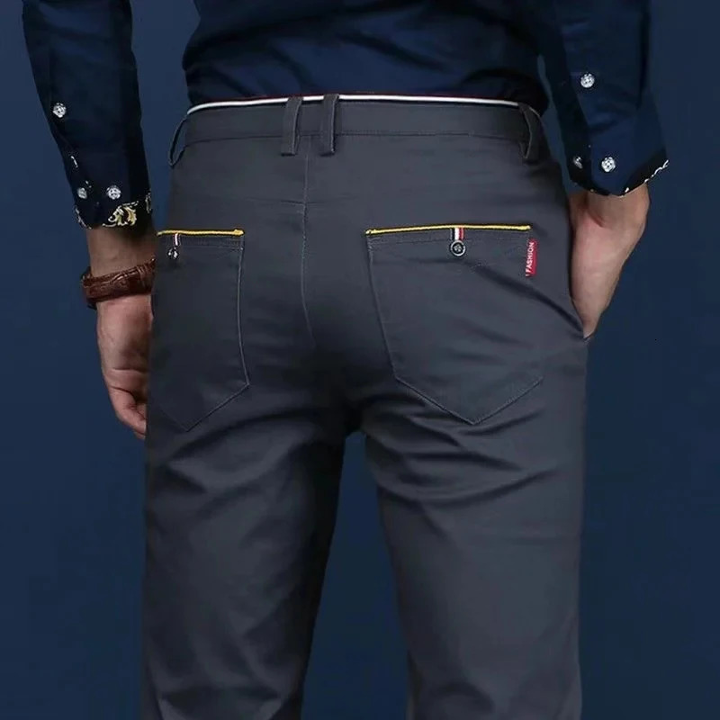 6 Colors Fashion Mens Slim Fit Casual Pants Korea Style Business Work Trousers Allmatch Midwaist Straight 241111