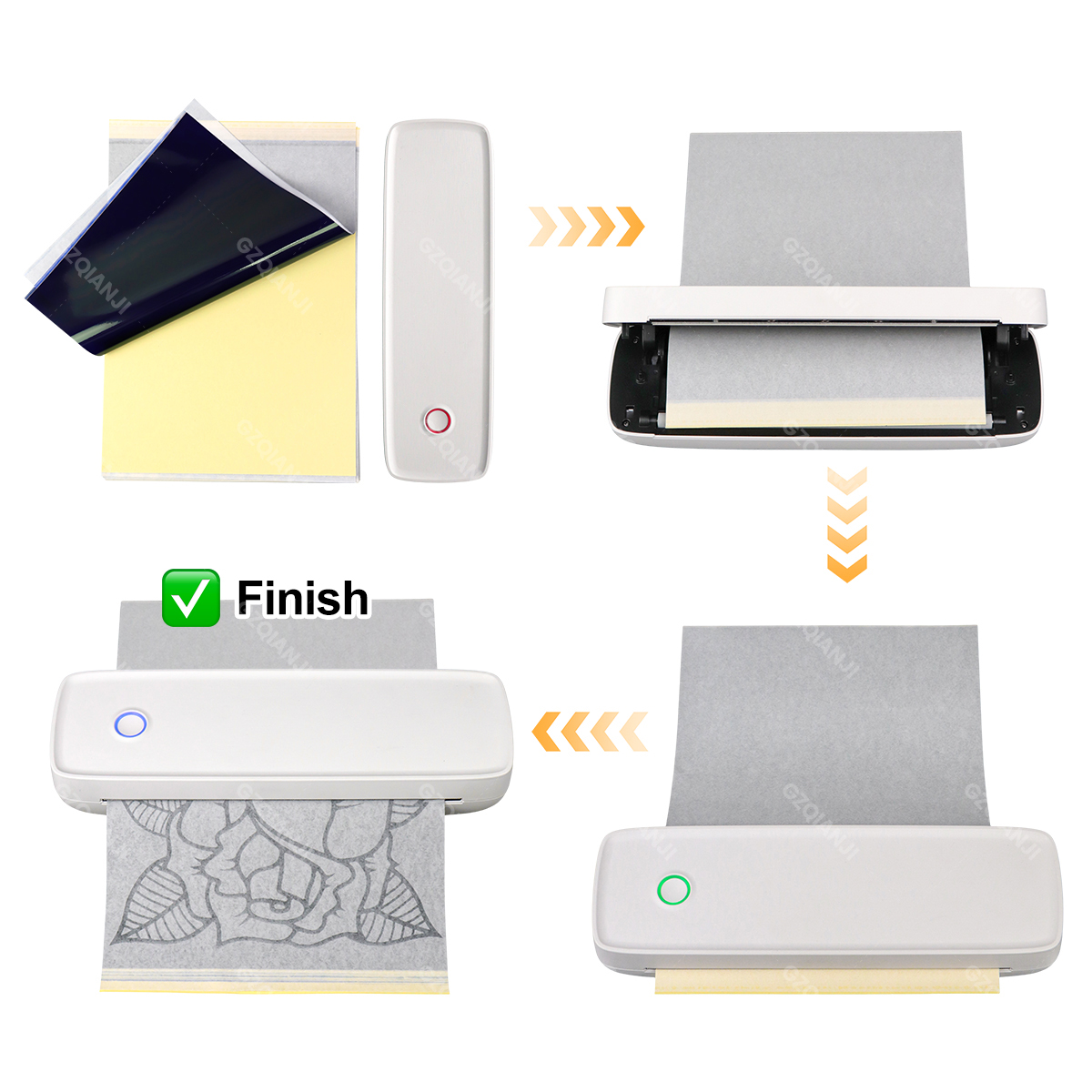 Portable new A4 Tattoo Transfer Stencil Printer Bluetooth USB Mobile Thermal 2025 PDF JPG Document HD Printing hine Fine Arts White