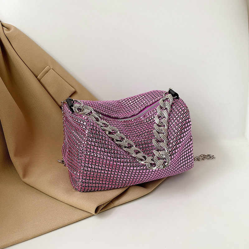 Luxury Designer Shiny Shoulder Bag Shining Evening Clutches Handbag Party Purses Gold Silver 2023 New Women's Bag