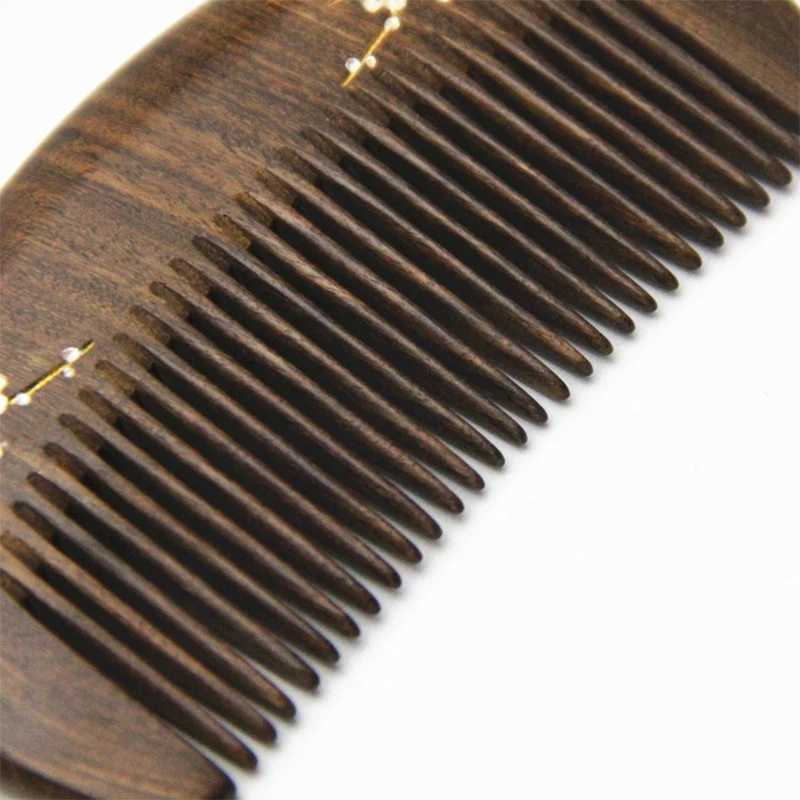 Natural gold hawthorn wood small comb natural wood structure fine teeth hair comb anti-static head embossing point massage gift W241112
