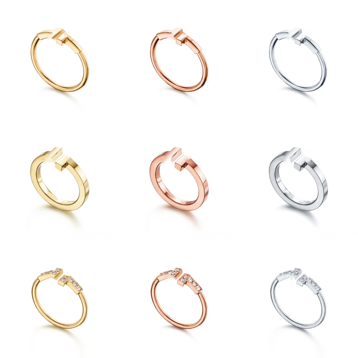 Band Rings Women Dia Designer Mens Double T Open Love Wedding 2 Gold Ring Popular Fashion Classic High Quality Jewelry