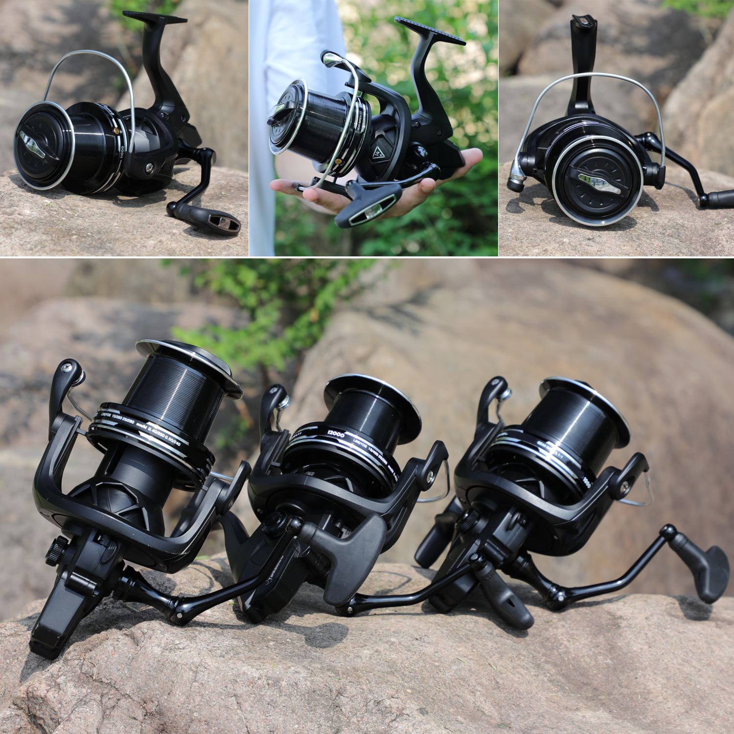 Sougayilang 10000-12000 Spinning Reel 4.1:1 Gear Ratio Carp Reel Max Drag 25KG All-metal Wheel for Saltwater Freshwater Fishing