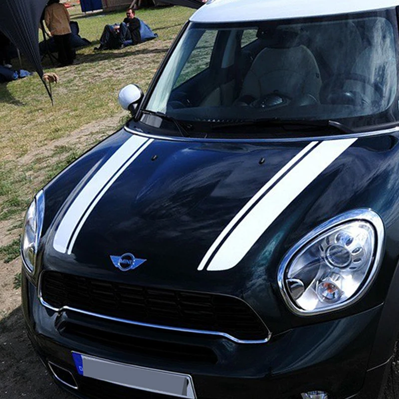 Car Styling Hood Stickers Head Stripe Decal For MINI Cooper One S JCW Countryman Clubman R55 R60 R61 F54 F55 F56 Car Accessories