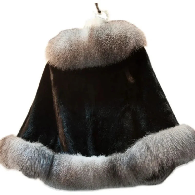 Sleeve mink fur winter bride fox fur shawl wedding dress formal dress cheongsam fur coat white women 241111