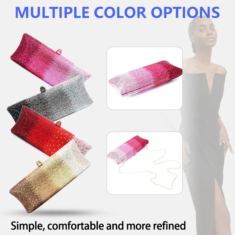 Stone Gradient Wallet Rhinestone Dinner Bag Diamond Clutch Crystal Crossbody Bag Wedding Party Bride Womens Evening Bag 241112