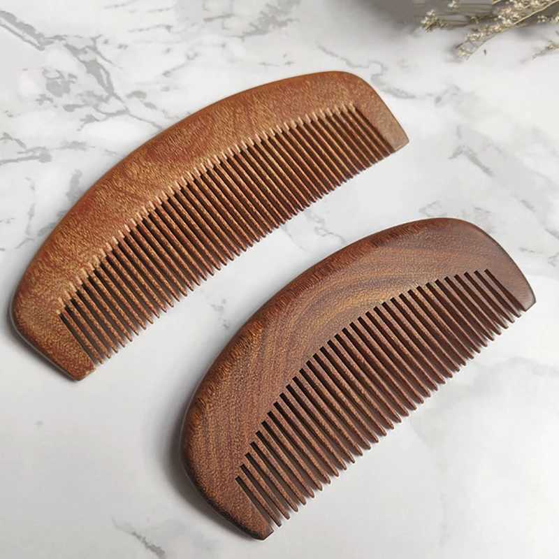 Small Comb Natural Green Sandalwood Structure Fine Teeth Hair Comb Anti static Head Embossed Points Massage Gift W241112