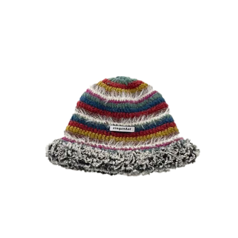 Y2K Crochet Thick Bucket Hats for Women Spring Autumn Handmade Knit Beanies INS Korean Beach Bikini Panama Cap Gorras De Mujer ec4e7