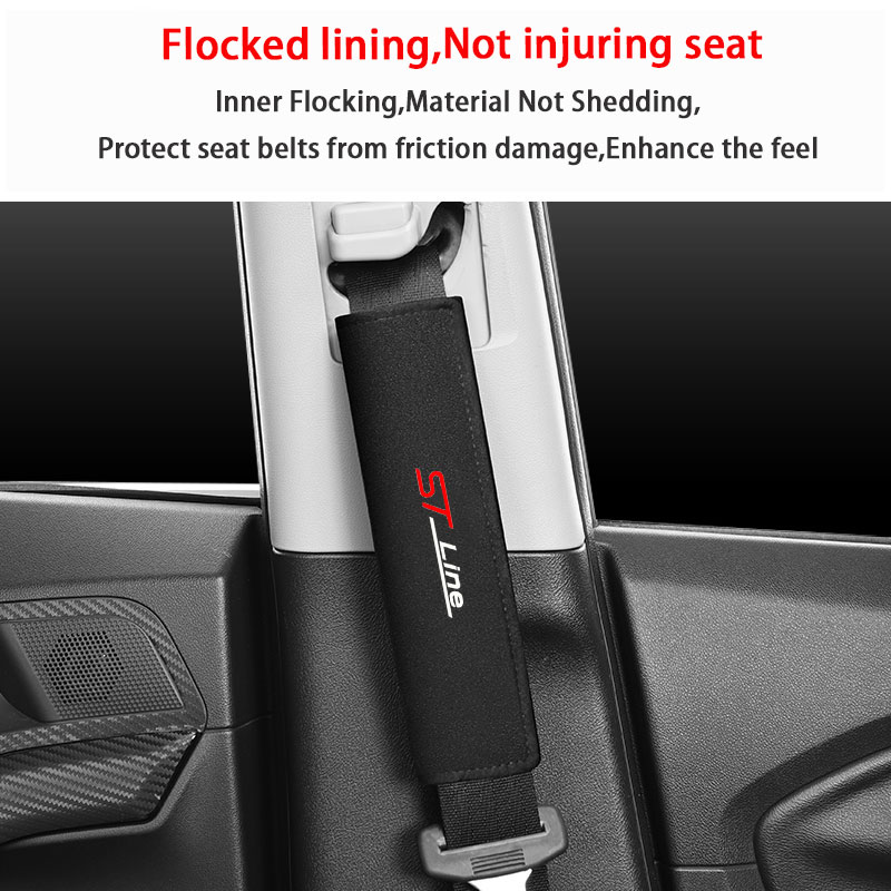 Car Styling Seat Belt Cover Suede Seatbelt Shoulder Strap Protector Pads For ford st LINE stline kuga fiesta car Accessories ff797