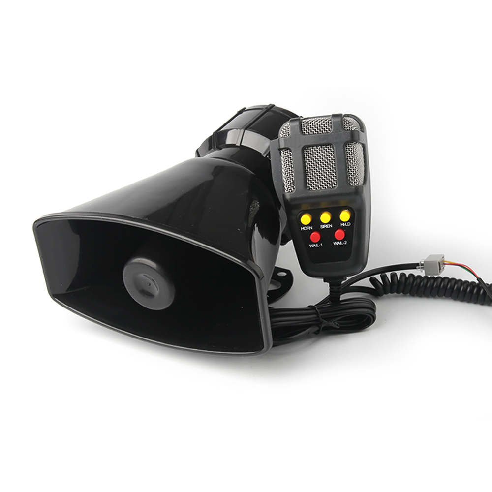 12V 100/80W Car Horn with MIC Loud Motorcycle Siren Vehicle Truck Warning Alarm Loudspeaker Plastic Police Firemen 5/7 Sound DC