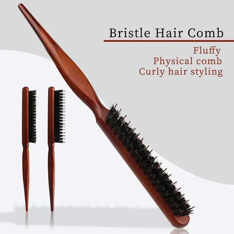 Beauty salon teasing hair DIY brush bristle wood comb fine line comb hair extension professional styling tool W241112