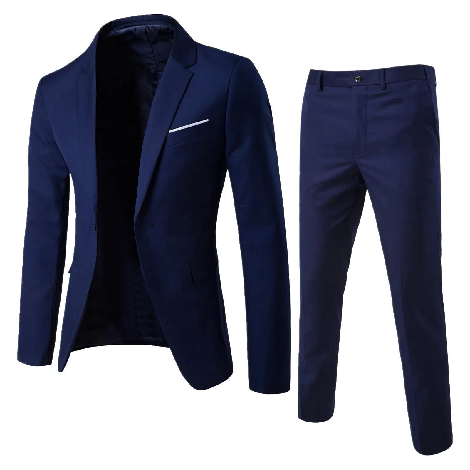 Mens Slim Fit Suit Solid Color 2 Piece Suits BlazerPant Business Wedding Party Dresses Spring Autumn Light Casual 240412