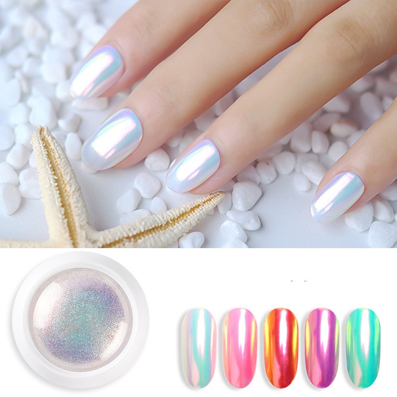 1 Bottle Unicorn Pigment Powder Nail Glitter Manicure Rainbow Mirror Chrome Pigment Dust For Eyeshadow DIY Mica Powder Net--0.2g