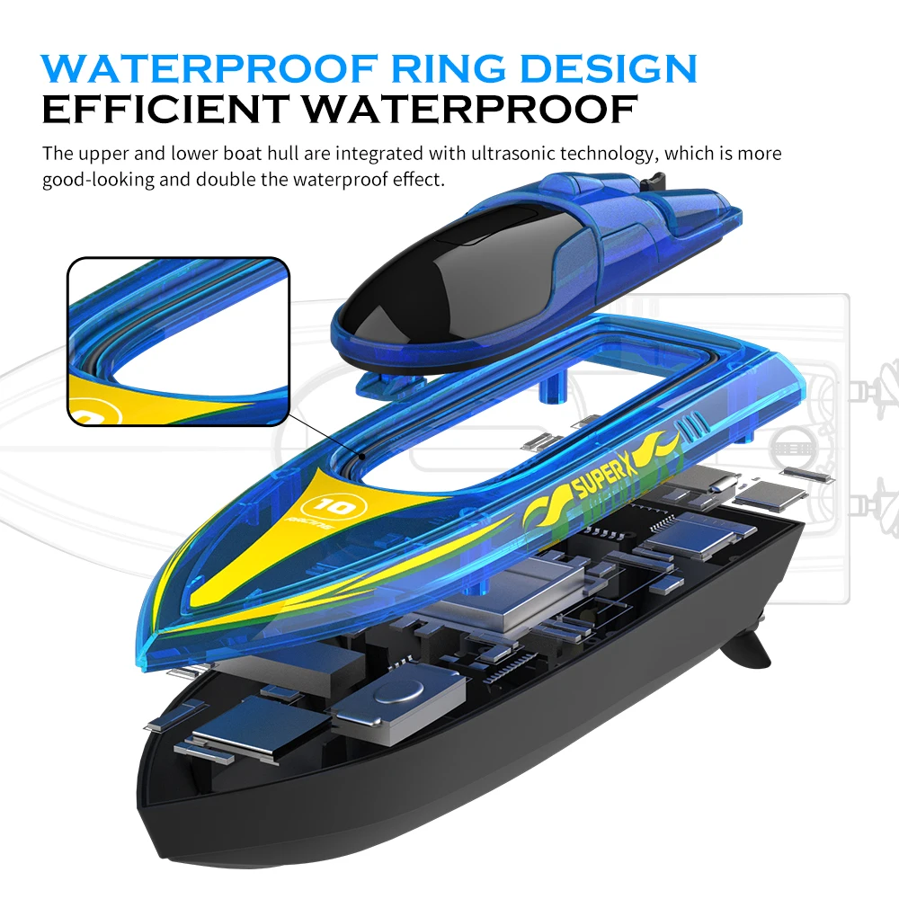 V555 Mini RC Boat with Cool LED Light Waterproof Model Electric Racing Speedboat 15km/h 2025 Toys new for Children Boys Use Time 60mins