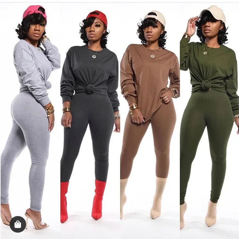 two piece set women 2 stacked leggings clothes for outfits pants tracksuit female fall 241108