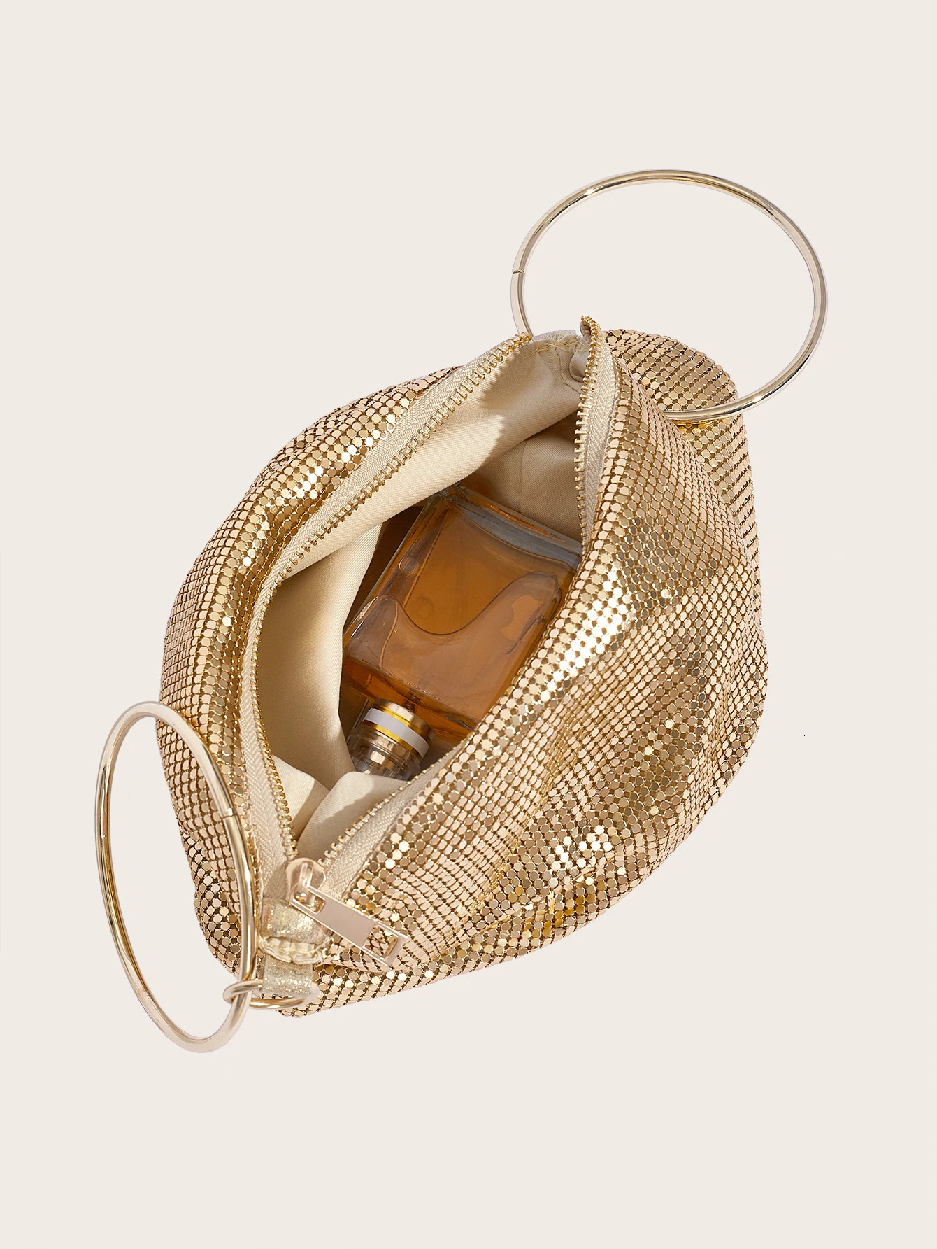 2024 Fashion Evening Bag Party Handbag for Women Large Capacity Gold Aluminum Sheet Purse 241126