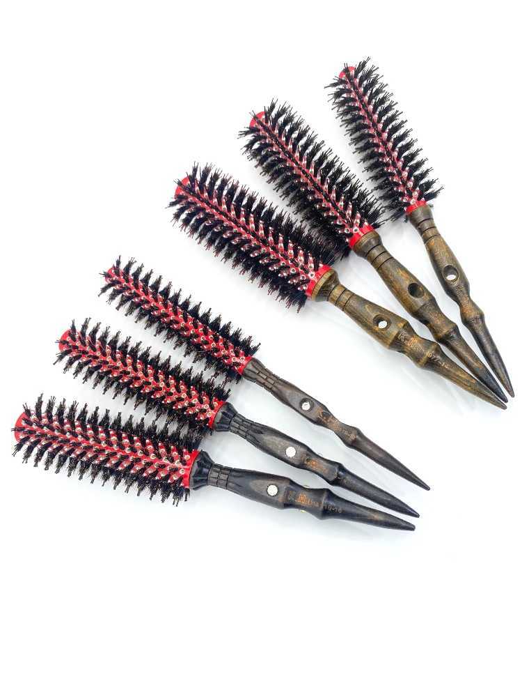 Round brush anti-static wood bristle round brush styling tool curling comb teasing brush W241112