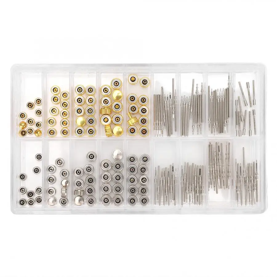 170Pcs/Box Watch Crown Parts Replacement Assorted Dome Flat Head Watch Accessories Repair Tool Kit Accessories Tool Kits