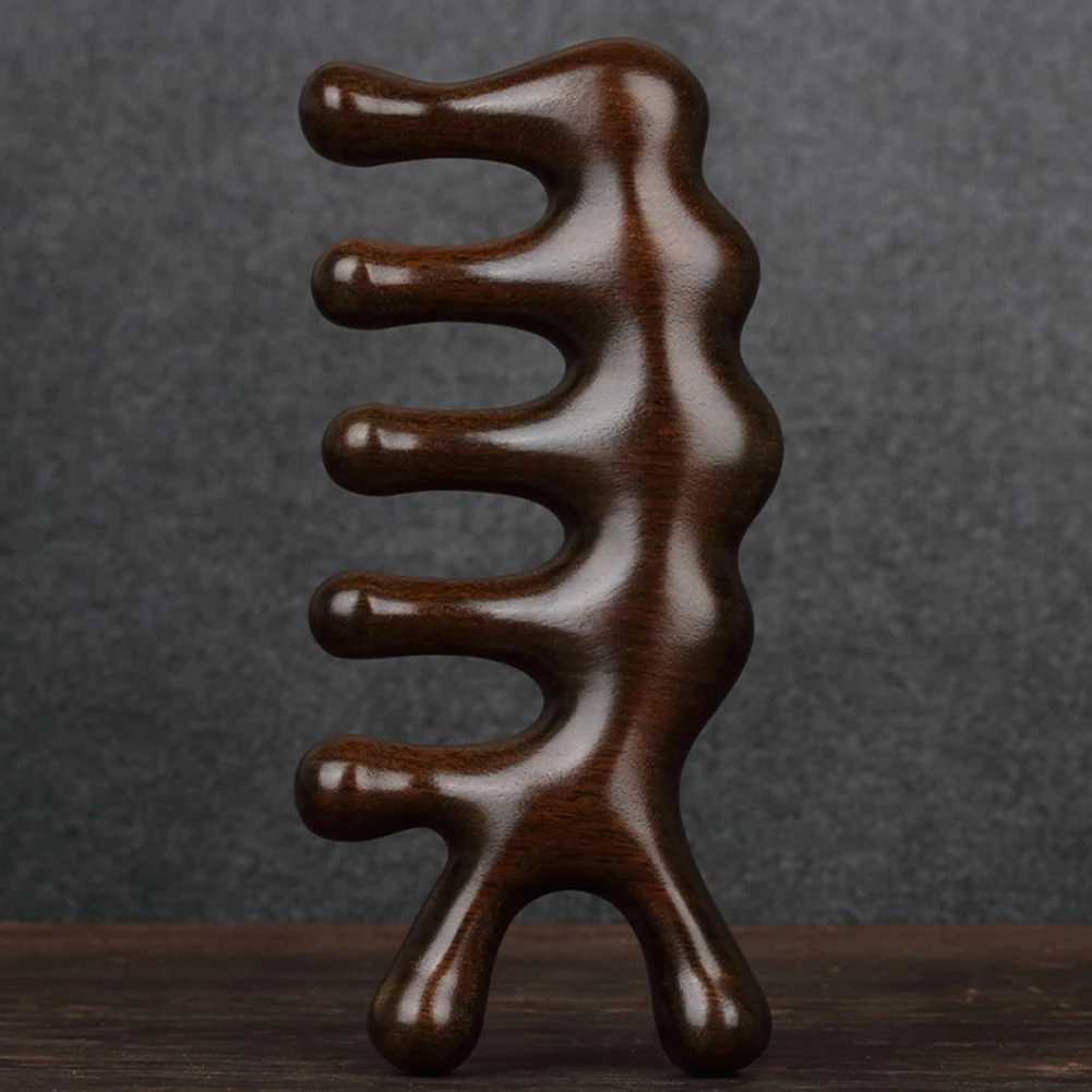 Sandalwood massage comb with wide teeth multifunctional scalp meridian treatment hair brush anti-static hair styling accessories W241112
