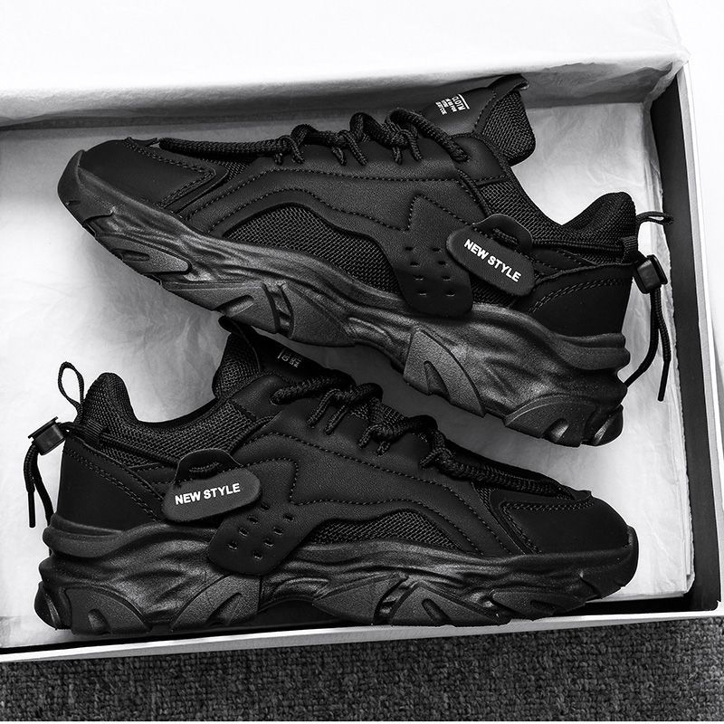 Men's Shoes Running Shoes Black White Non-Slip Lace Up Breathable Durable Outdoor Activities Sneakers