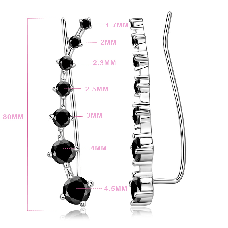 HORRIPAL DVVS1 White/Black Moissanite Earrings S Sterling Sier Cool Earrings Gift for Women GRA Certified Pass Tester 100% 75fb1