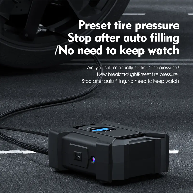 150 Psi 12V Portable Handheld Air Pump Tire Iator Portable Intelligence Digital Display Car Tire Iator Built-in LED Light 5521e