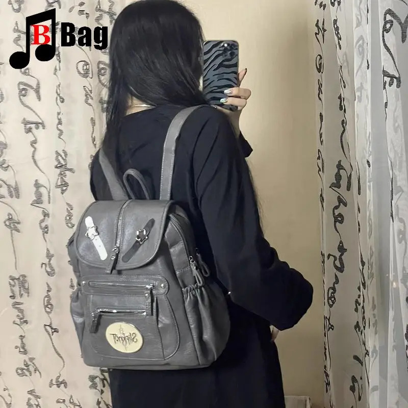 Y2K Gothic Womens Punk Handbag Harajuku Retro Motorcycle Shoulder Leather British Feng Shui Laundry Backpack Handbag 241111