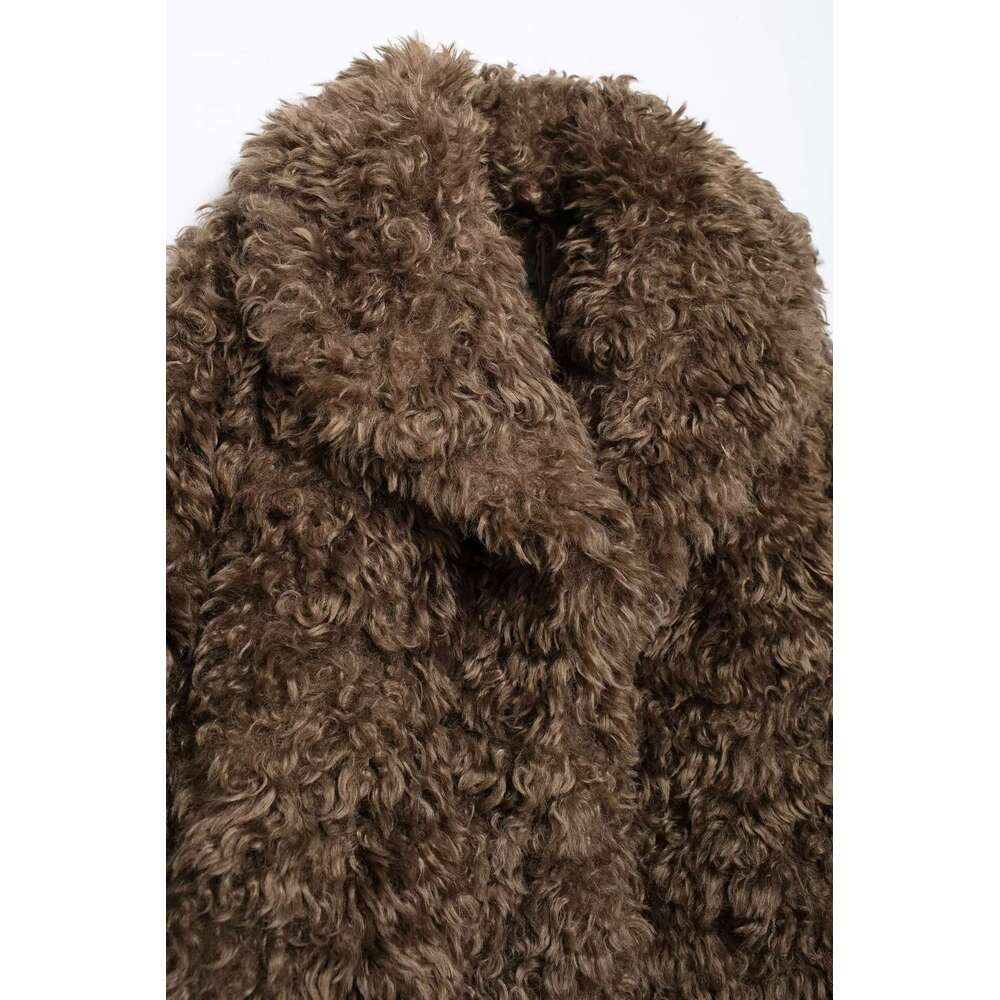 shanshi fur coat women autumn artificial fur effect medium long coat women's jacket