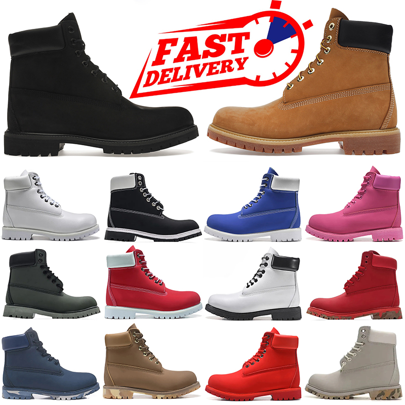 Designer tims Outdoor Martin Orange boots Cowboy Blue Black Pink Hiking Water Booties Men Women Winter Shoes tan bottom Platform Ankle Boot