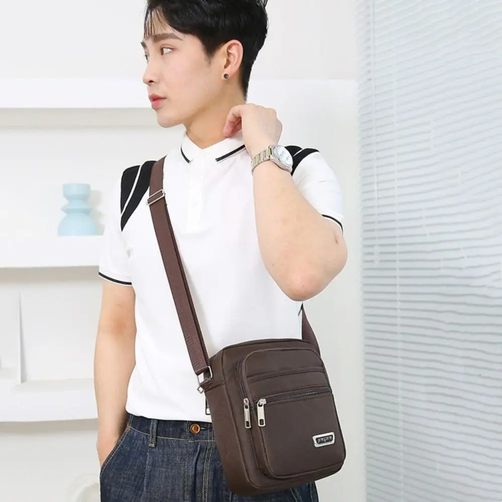 Men Crossbody Bags Male Nylon Shoulder Boy Messenger Man Handbags for Travel Casual Large Satchel Grey 241111