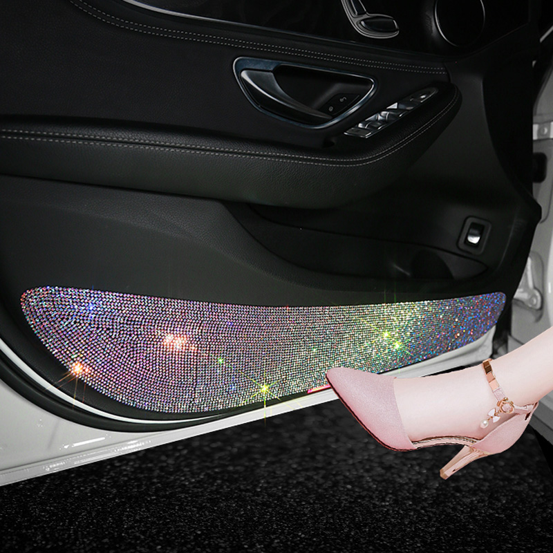 Bling Rhinestone Door Protective 3M Dia Stickers and Decals Body Anti-kick Scratch-resistant Car Interior Accessories