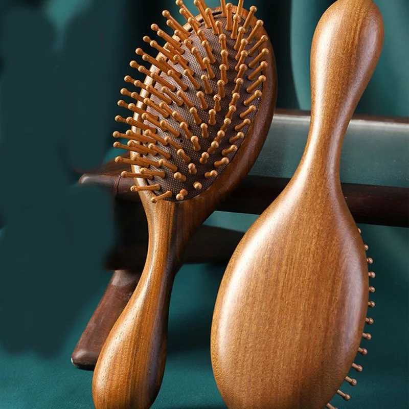 Golden wire green sandalwood air bag comb air cushion anti-static massage wooden comb curly hair brush curly hair brush W241112