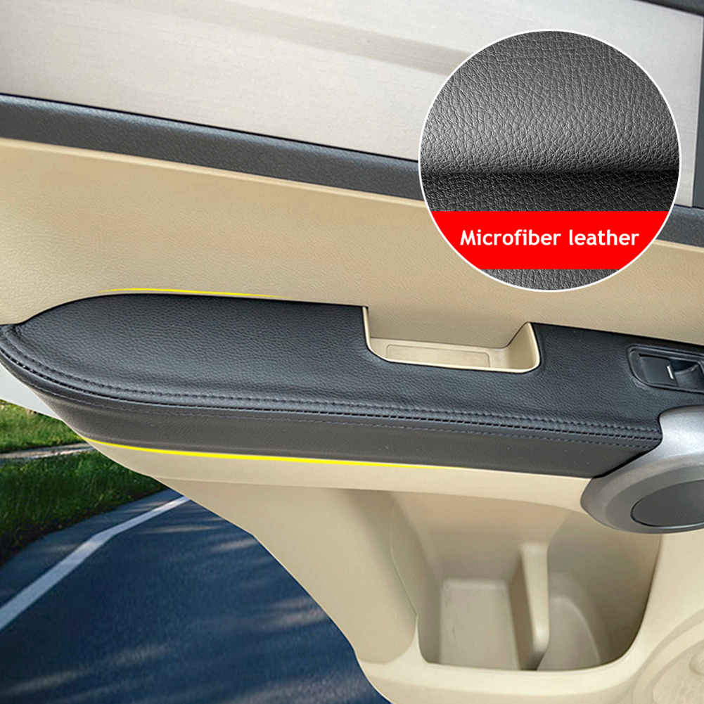 Black Leather Front For Honda CRV 2007 2008 2009 2010 2011 Car Door Armrest Panel Skin Cover Trim