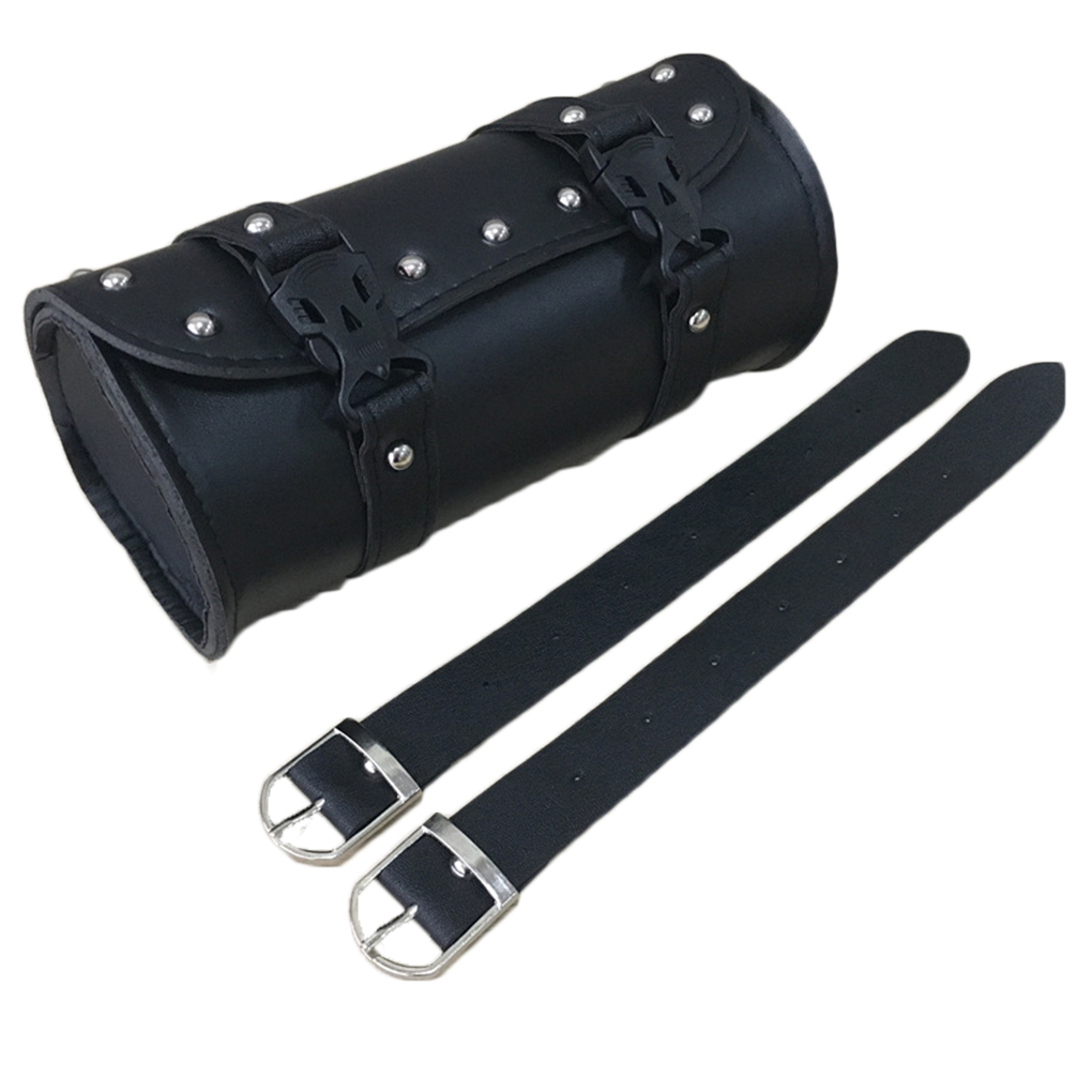 Motorcycle Front Saddle Bag Motorbike Repair Tool Barrel Shaped Organizer Cargo Pouch with Buckle Strap Scooter Accessories