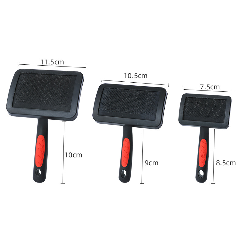 Dog Comb Curved Black Handle Red Footprint Pet Pin Comb