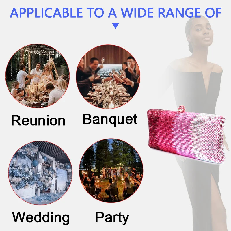 Stone Gradient Wallet Rhinestone Dinner Bag Diamond Clutch Crystal Crossbody Bag Wedding Party Bride Womens Evening Bag 241112